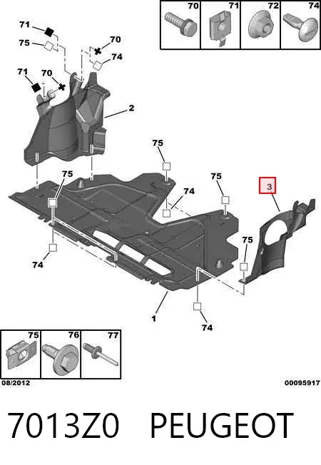 Protección izquierda del motor 7013Z0 Peugeot/Citroen