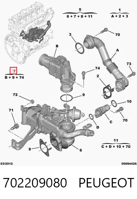 Válvula EGR 702209080 Peugeot/Citroen