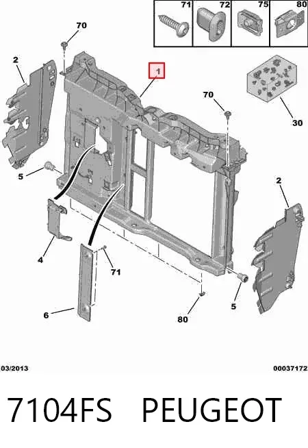 Soporte de radiador 7104FS Peugeot/Citroen