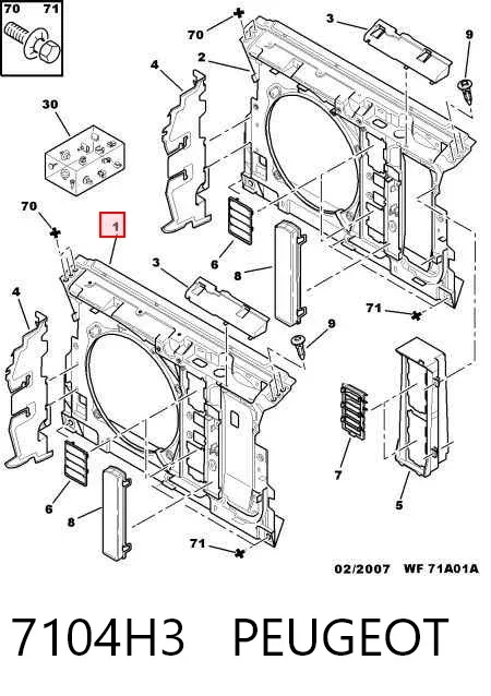 Soporte de radiador Peugeot 607 9D, 9U