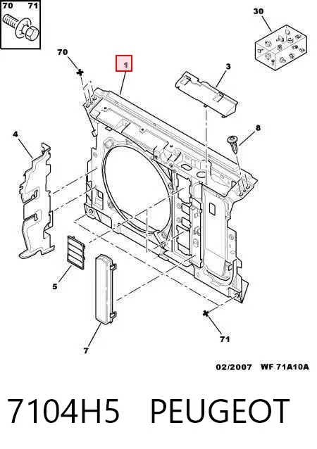 Soporte de radiador 7104H5 Peugeot/Citroen