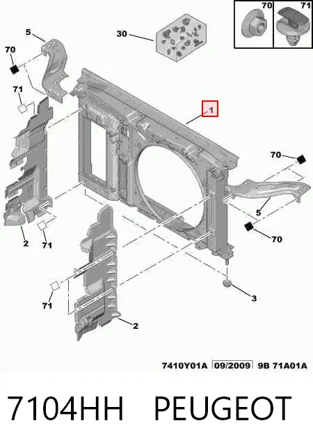 Soporte de radiador 7104HH Peugeot/Citroen
