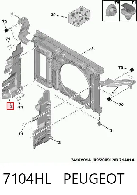 Deflector de aire del radiador izquierdo 7104HL Peugeot/Citroen