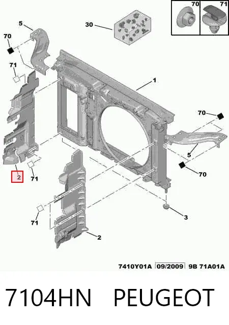 Deflector de aire del radiador derecho 7104HN Peugeot/Citroen