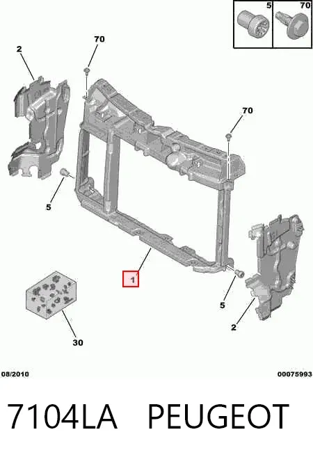 Soporte de radiador 7104LA Peugeot/Citroen