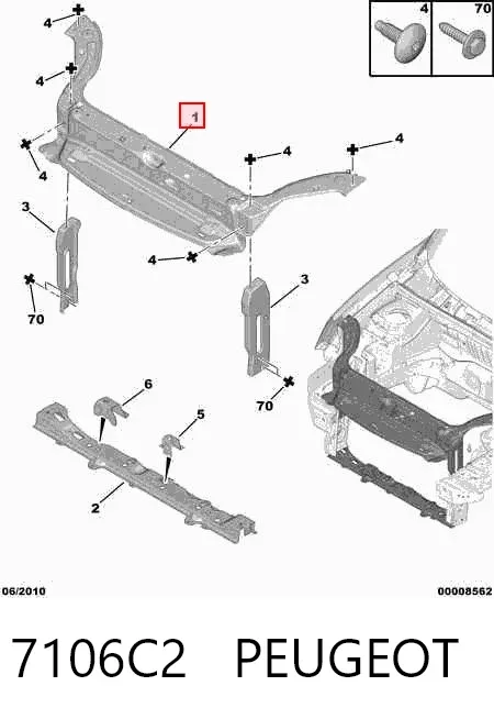Soporte de radiador superior 7106C2 Peugeot/Citroen