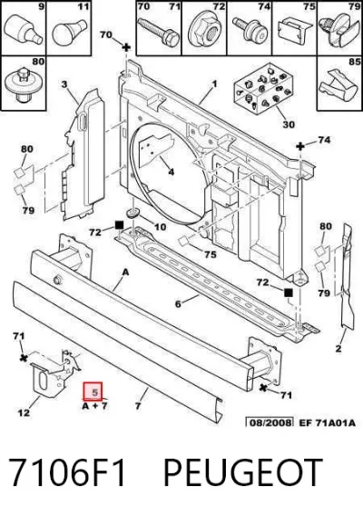 Refuerzo de parachoques delantero PEUGEOT 7106F1