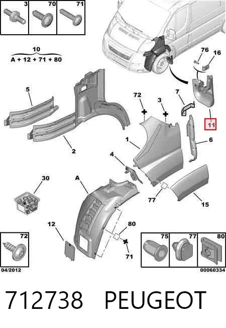 Guardabarros delantero izquierdo 712738 Peugeot/Citroen
