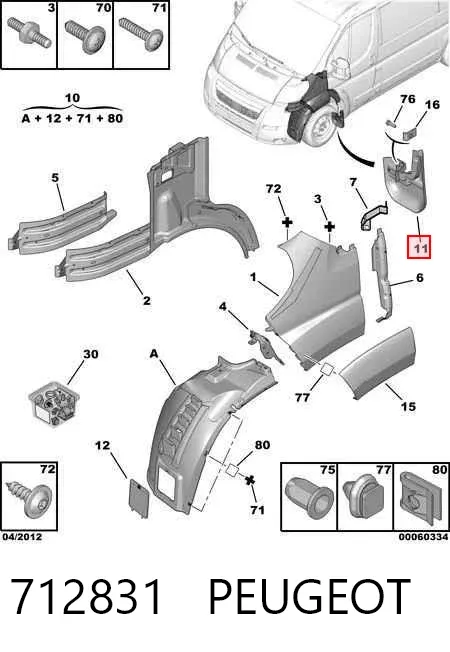 Guardabarros delantero derecho 712831 Peugeot/Citroen