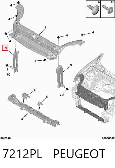 Soporte de panel frontal izquierdo 7212PL Peugeot/Citroen