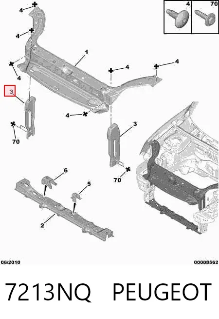 Soporte de panel frontal derecho 7213NQ Peugeot/Citroen