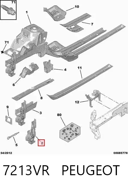 Soporte superior del marco del radiador 7213VR Peugeot/Citroen