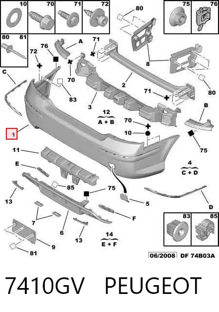 Parachoques trasero 7410GV Peugeot/Citroen