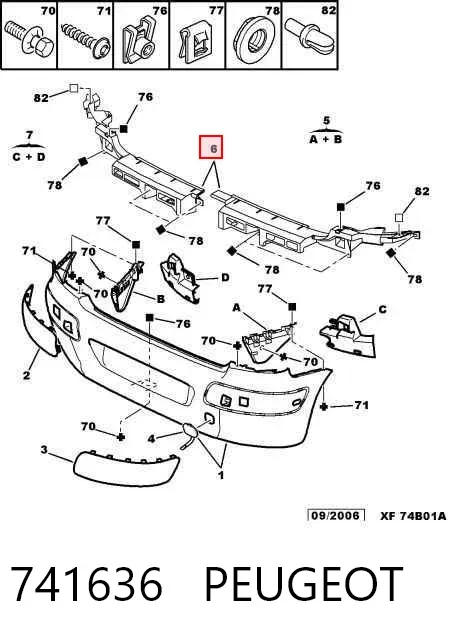 Kit de soportes/fijaciones del parachoques trasero 741636 Peugeot/Citroen