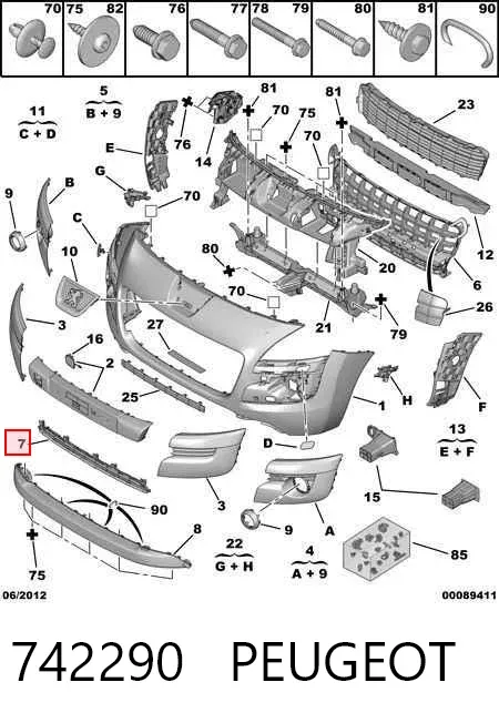 Rejilla del parachoques delantero 742290 Peugeot/Citroen