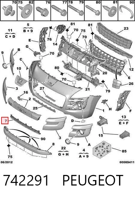 Rejilla del parachoques delantero 742291 Peugeot/Citroen