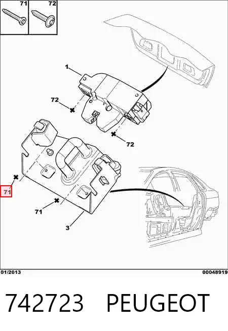 Rodillo central derecho de puerta corrediza 742723 Peugeot/Citroen