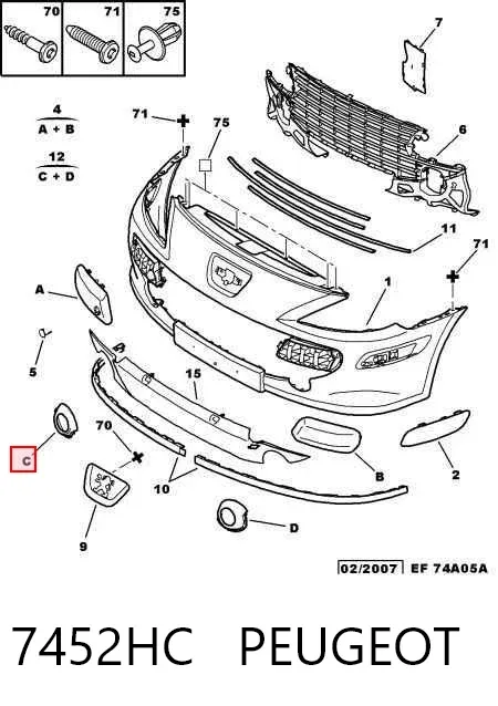 Moldura de faro antiniebla 7452HC Peugeot/Citroen