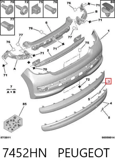 Moldura de parachoques trasero PEUGEOT 7452HN