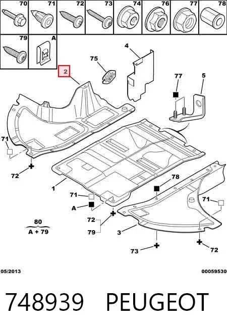 Protección derecha del motor 748939 Peugeot/Citroen