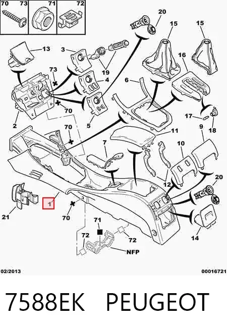 Consola central del panel de control 7588EK Peugeot/Citroen
