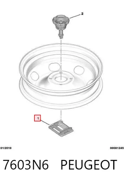 Soporte de rueda de repuesto PEUGEOT 7603N6