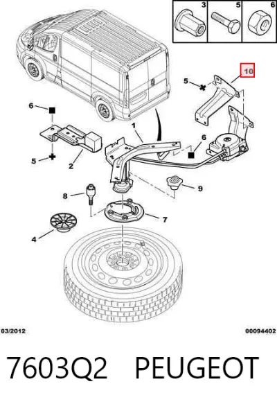 Soporte de rueda de repuesto PEUGEOT 7603Q2