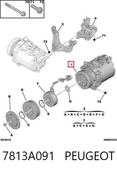 Compresor de aire acondicionado 7813A091 Peugeot/Citroen