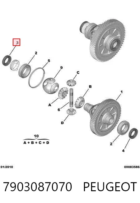 Retén del semieje delantero izquierdo 7903087070 Peugeot/Citroen