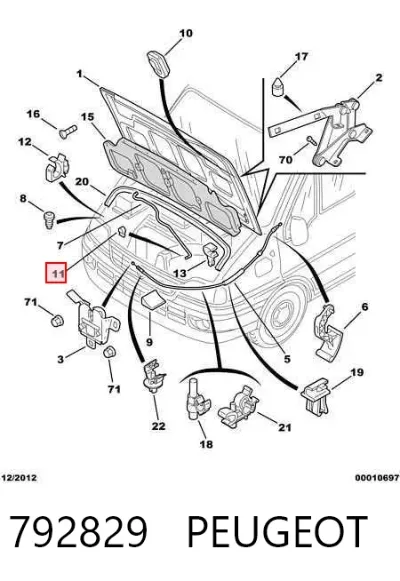 Fijador del soporte del capó PEUGEOT 792829