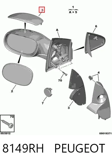 Espejo de retrovisor izquierdo 8149RH Peugeot/Citroen