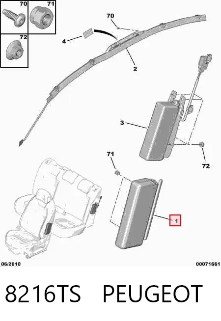 Airbag de respaldo del asiento izquierdo 8216TS Peugeot/Citroen