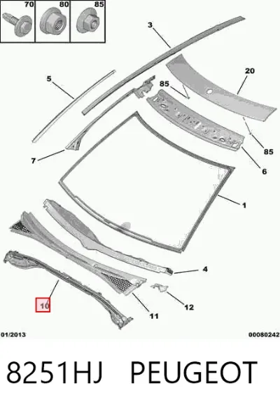 Canaleta del parabrisas PEUGEOT 8251HJ