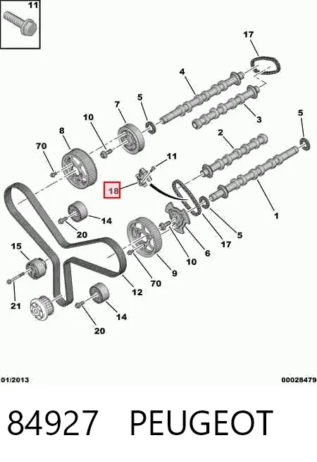 Tensor de cadena de distribución del árbol de levas 84927 Peugeot/Citroen