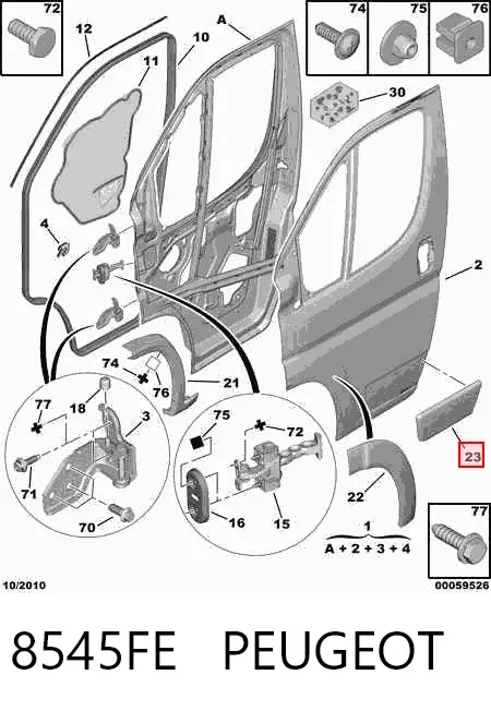 Moldura de puerta delantera izquierda 8545FE Peugeot/Citroen