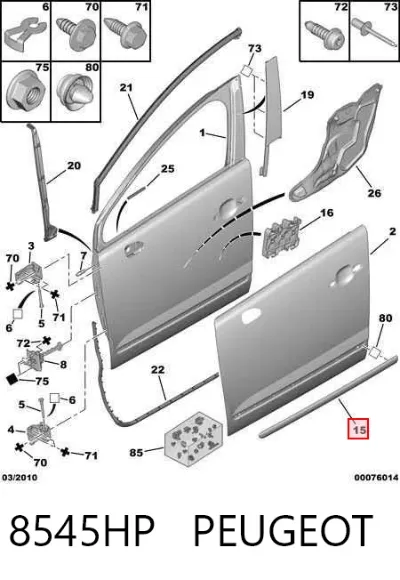 Moldura inferior de puerta delantera derecha PEUGEOT 8545HP