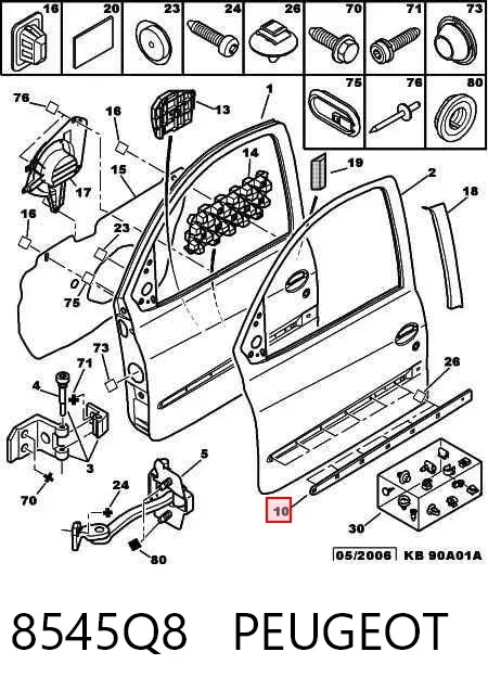 Moldura de puerta delantera derecha 8545Q8 Peugeot/Citroen