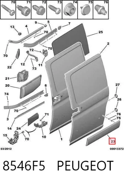 Moldura inferior de puerta trasera derecha PEUGEOT 8546F5