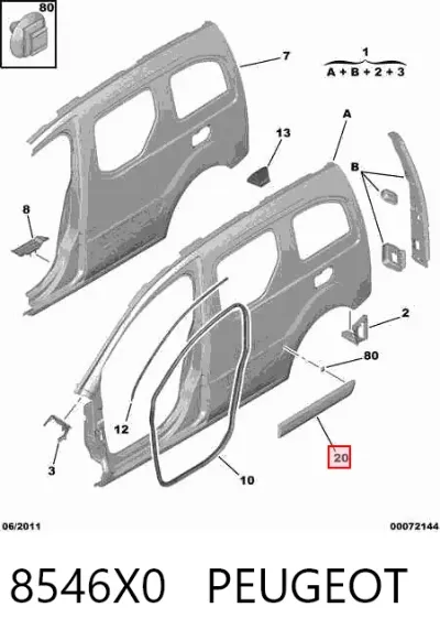 Moldura de puerta corredera PEUGEOT 8546X0