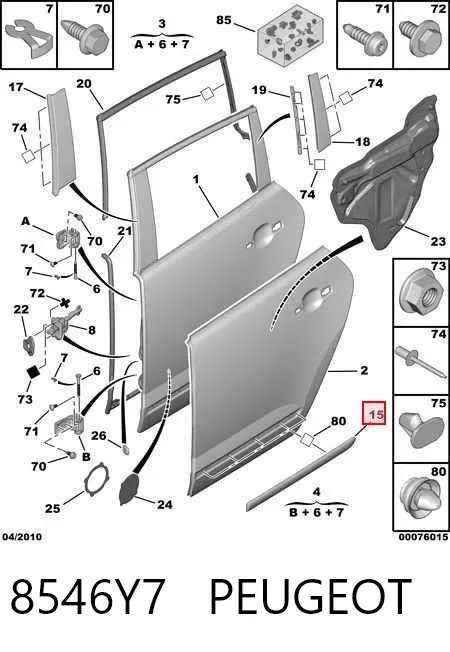 Moldura inferior de puerta trasera derecha 8546Y7 Peugeot/Citroen