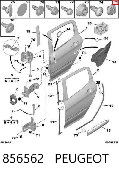 Clip de fijación de moldura de puerta PEUGEOT 856562