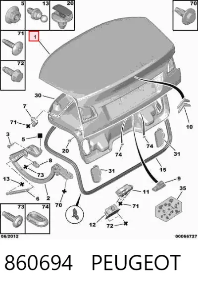 Tapa del maletero PEUGEOT 860694