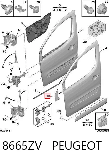 Moldura de la puerta delantera izquierda 8665ZV Peugeot/Citroen