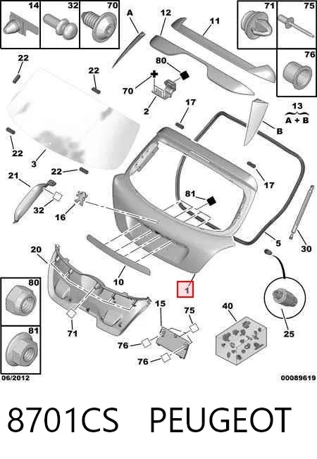 Puerta trasera Peugeot 207 WA, WC