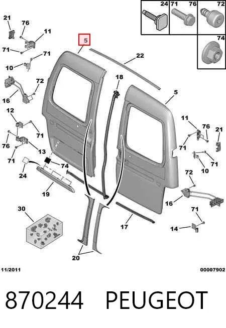 Puerta trasera izquierda de furgón de doble hoja 870244 Peugeot/Citroen