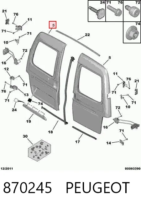 Puerta trasera derecha batiente de furgoneta 870245 Peugeot/Citroen