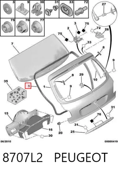 Junta de puerta delantera izquierda PEUGEOT 8707L2