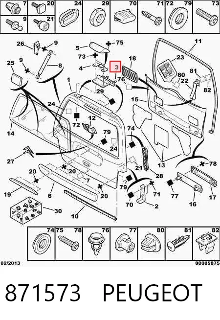 Bisagra de puerta trasera 871573 Peugeot/Citroen