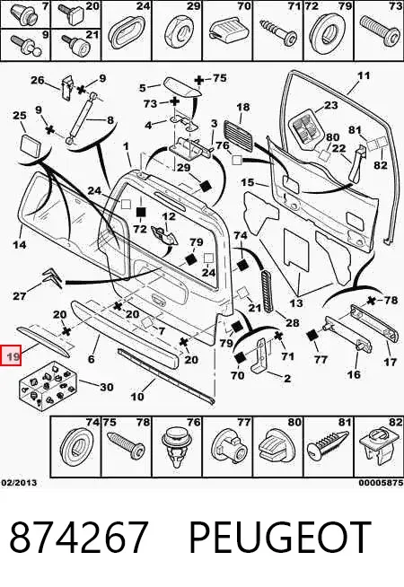 Moldura de maletero 874267 Peugeot/Citroen