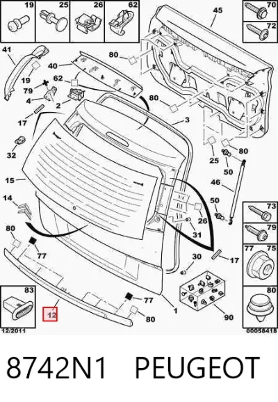 Moldura de la puerta trasera PEUGEOT 8742N1